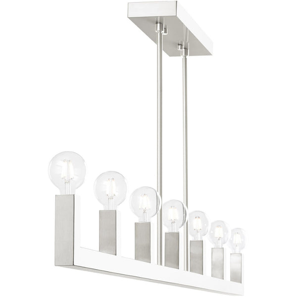 HomeRoots Seven Light Dimmable Chandelier with Cylindrical Shades for Modern Illumination in Any Space 687512