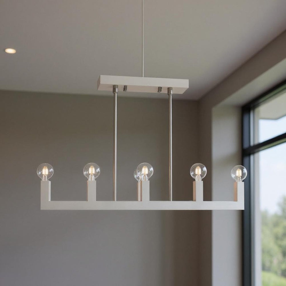 HomeRoots Seven Light Dimmable Chandelier with Cylindrical Shades for Modern Illumination in Any Space 687512