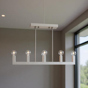 HomeRoots Seven Light Dimmable Chandelier with Cylindrical Shades for Modern Illumination in Any Space 687512