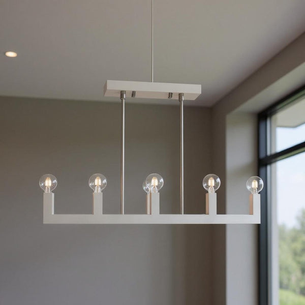 HomeRoots Seven Light Dimmable Chandelier with Cylindrical Shades for Modern Illumination in Any Space 687512