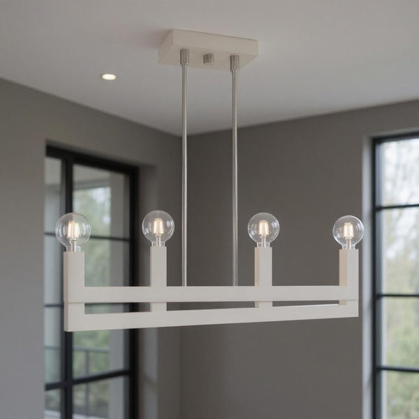 HomeRoots Four Light Dimmable Chandelier - Modern Cylinder Design with Adjustable Shades for Versatile Spaces 687513