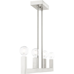HomeRoots Four Light Dimmable Chandelier - Modern Cylinder Design with Adjustable Shades for Versatile Spaces 687513