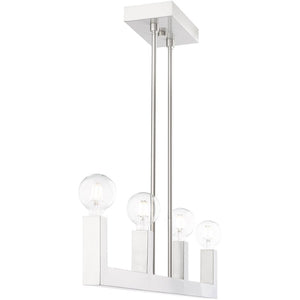 HomeRoots Four Light Dimmable Chandelier - Modern Cylinder Design with Adjustable Shades for Versatile Spaces 687513
