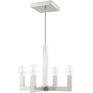 HomeRoots Four Light Dimmable Chandelier with Cylinder Shades – Modern Elegance for Home Lighting Upgrade 687514