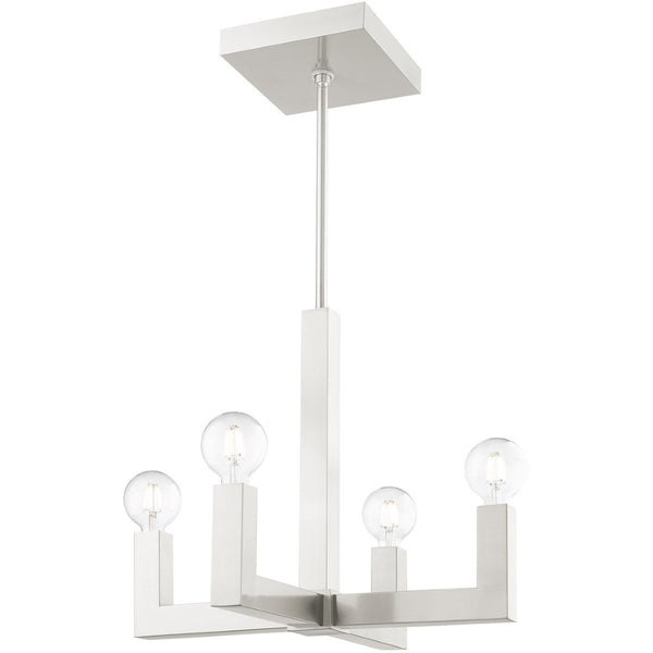 HomeRoots Four Light Dimmable Chandelier with Cylinder Shades – Modern Elegance for Home Lighting Upgrade 687514
