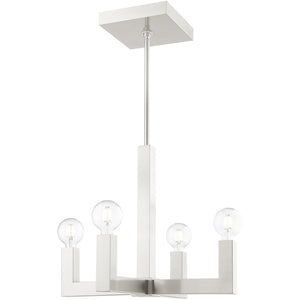 HomeRoots Four Light Dimmable Chandelier with Cylinder Shades – Modern Elegance for Home Lighting Upgrade 687514