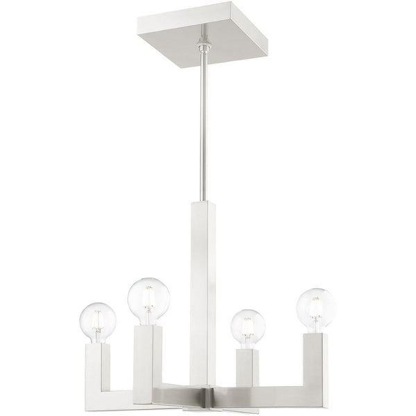 HomeRoots Four Light Dimmable Chandelier with Cylinder Shades – Modern Elegance for Home Lighting Upgrade 687514