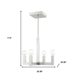 HomeRoots Four Light Dimmable Chandelier with Cylinder Shades – Modern Elegance for Home Lighting Upgrade 687514
