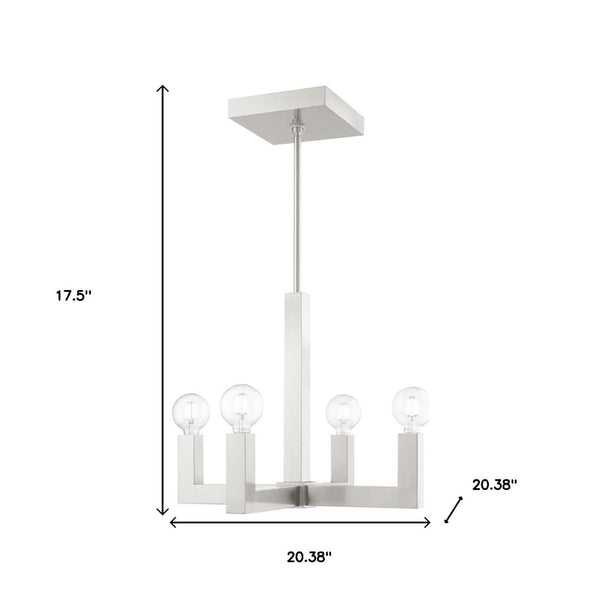 HomeRoots Four Light Dimmable Chandelier with Cylinder Shades – Modern Elegance for Home Lighting Upgrade 687514