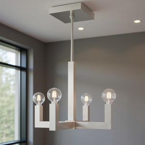HomeRoots Four Light Dimmable Chandelier with Cylinder Shades – Modern Elegance for Home Lighting Upgrade 687514