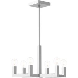HomeRoots Six Light Dimmable Chandelier with Shades – Modern Design for Ambient Illumination in Any Room 687515