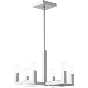 HomeRoots Six Light Dimmable Chandelier with Shades – Modern Design for Ambient Illumination in Any Room 687515