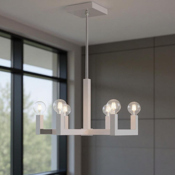 HomeRoots Six Light Dimmable Chandelier with Shades – Modern Design for Ambient Illumination in Any Room 687515