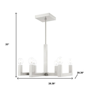HomeRoots Six Light Dimmable Chandelier - Modern Cylinder Design with Soft Fabric Shades for Elegant Ambiance 687516
