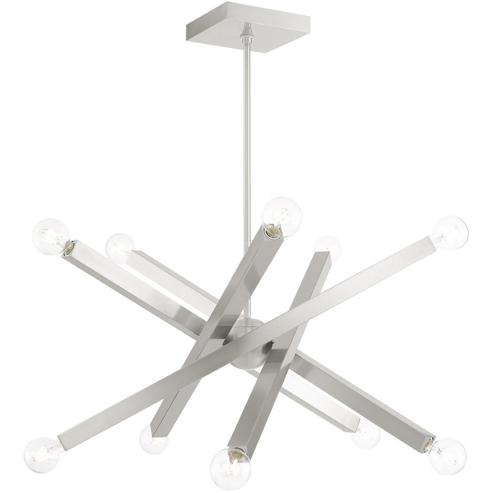HomeRoots Ten Light Dimmable Chandelier – Modern Cylindrical Design with Shades for Elegant Living Spaces 687517