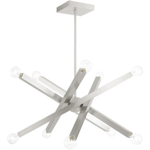 HomeRoots Ten Light Dimmable Chandelier – Modern Cylindrical Design with Shades for Elegant Living Spaces 687517