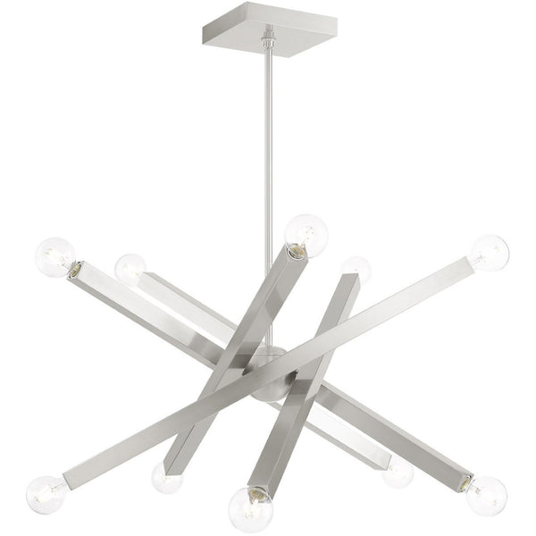 HomeRoots Ten Light Dimmable Chandelier – Modern Cylindrical Design with Shades for Elegant Living Spaces 687517
