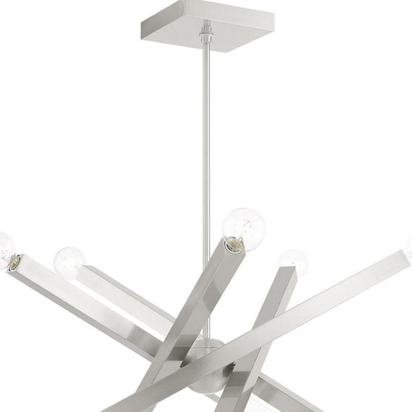 HomeRoots Ten Light Dimmable Chandelier – Modern Cylindrical Design with Shades for Elegant Living Spaces 687517