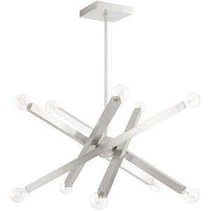 HomeRoots Ten Light Dimmable Chandelier – Modern Cylindrical Design with Shades for Elegant Living Spaces 687517