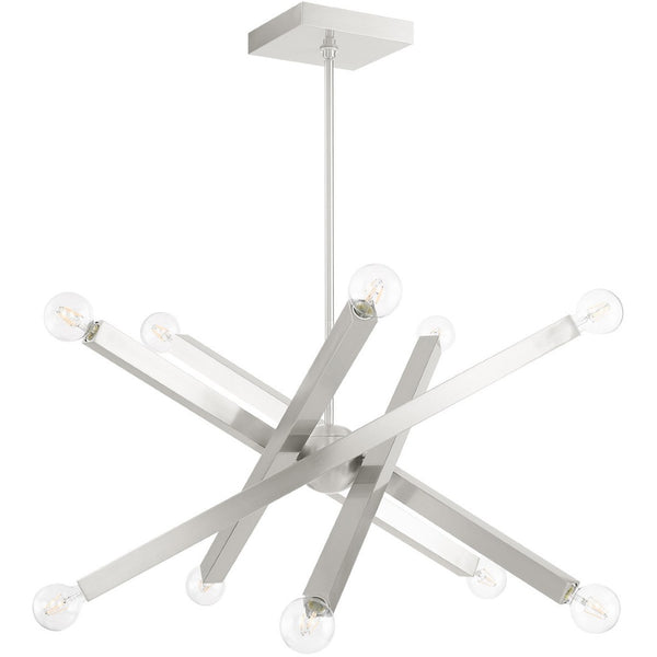 HomeRoots Ten Light Dimmable Chandelier – Modern Cylindrical Design with Shades for Elegant Living Spaces 687517