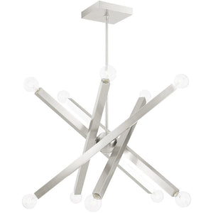 HomeRoots Ten Light Dimmable Chandelier – Modern Cylindrical Design with Shades for Elegant Living Spaces 687517