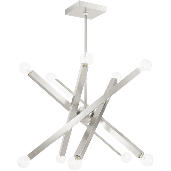 HomeRoots Ten Light Dimmable Chandelier – Modern Cylindrical Design with Shades for Elegant Living Spaces 687517