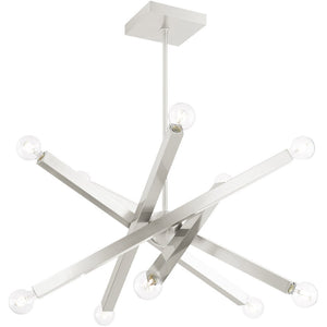HomeRoots Ten Light Dimmable Chandelier – Modern Cylindrical Design with Shades for Elegant Living Spaces 687517