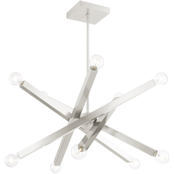 HomeRoots Ten Light Dimmable Chandelier – Modern Cylindrical Design with Shades for Elegant Living Spaces 687517