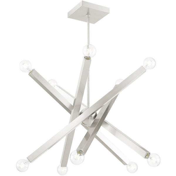 HomeRoots Ten Light Dimmable Chandelier – Modern Cylindrical Design with Shades for Elegant Living Spaces 687517