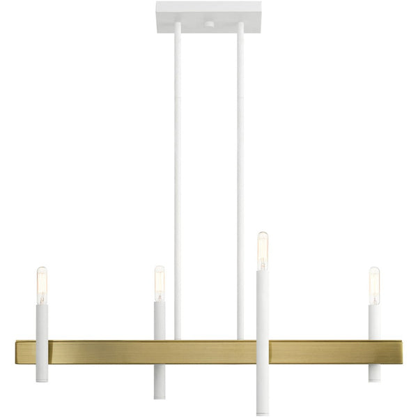 HomeRoots Four Light Dimmable Chandelier - Modern Elegance with Cylinder Shades for Dining & Living Spaces 687518