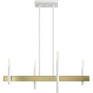 HomeRoots Four Light Dimmable Chandelier - Modern Elegance with Cylinder Shades for Dining & Living Spaces 687518