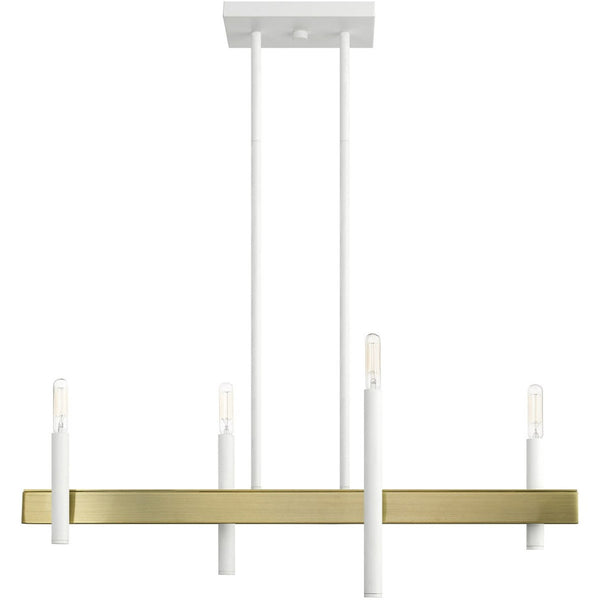 HomeRoots Four Light Dimmable Chandelier - Modern Elegance with Cylinder Shades for Dining & Living Spaces 687518