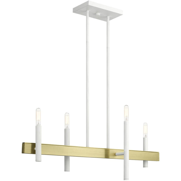 HomeRoots Four Light Dimmable Chandelier - Modern Elegance with Cylinder Shades for Dining & Living Spaces 687518