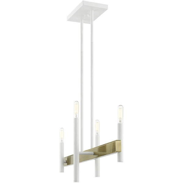 HomeRoots Four Light Dimmable Chandelier - Modern Elegance with Cylinder Shades for Dining & Living Spaces 687518