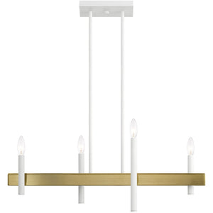 HomeRoots Four Light Dimmable Chandelier - Modern Elegance with Cylinder Shades for Dining & Living Spaces 687518
