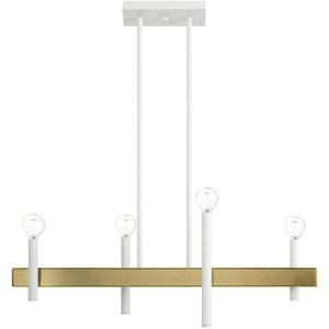 HomeRoots Four Light Dimmable Chandelier - Modern Elegance with Cylinder Shades for Dining & Living Spaces 687518