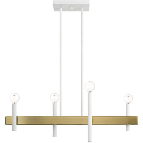 HomeRoots Four Light Dimmable Chandelier - Modern Elegance with Cylinder Shades for Dining & Living Spaces 687518