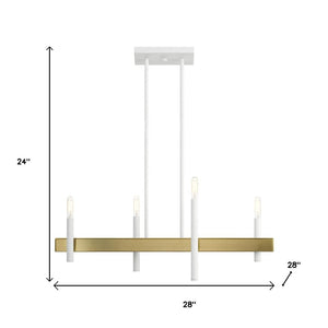 HomeRoots Four Light Dimmable Chandelier - Modern Elegance with Cylinder Shades for Dining & Living Spaces 687518