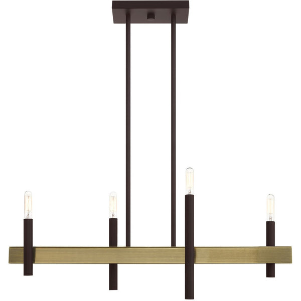 HomeRoots Four Light Dimmable Chandelier with Cylindrical Steel Shades for Modern Home Elegance and Versatility 687519