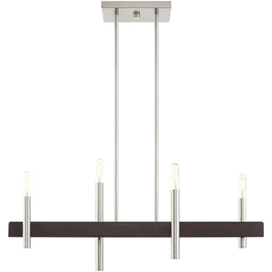 HomeRoots Four Light Dimmable Chandelier - Modern Cylinder Shades for Versatile Illumination & Style Upgrade 687520
