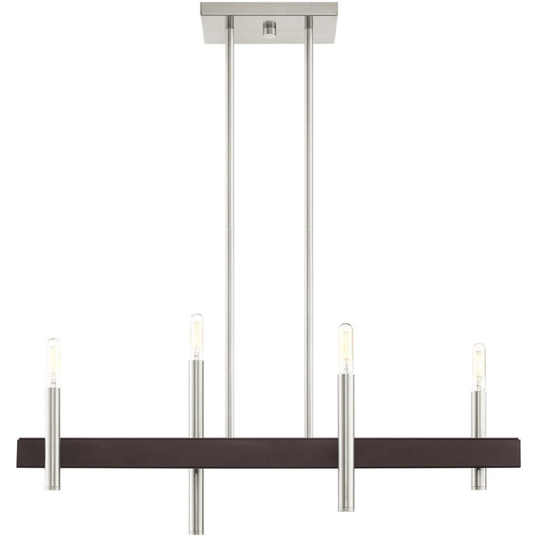 HomeRoots Four Light Dimmable Chandelier - Modern Cylinder Shades for Versatile Illumination & Style Upgrade 687520