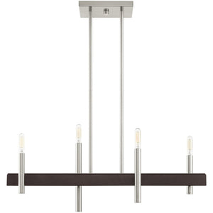 HomeRoots Four Light Dimmable Chandelier - Modern Cylinder Shades for Versatile Illumination & Style Upgrade 687520