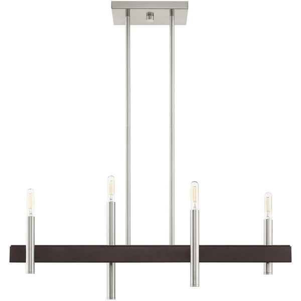 HomeRoots Four Light Dimmable Chandelier - Modern Cylinder Shades for Versatile Illumination & Style Upgrade 687520