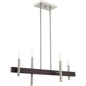 HomeRoots Four Light Dimmable Chandelier - Modern Cylinder Shades for Versatile Illumination & Style Upgrade 687520