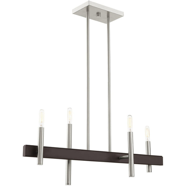 HomeRoots Four Light Dimmable Chandelier - Modern Cylinder Shades for Versatile Illumination & Style Upgrade 687520