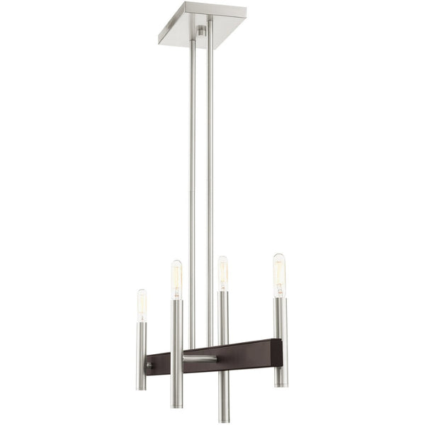 HomeRoots Four Light Dimmable Chandelier - Modern Cylinder Shades for Versatile Illumination & Style Upgrade 687520