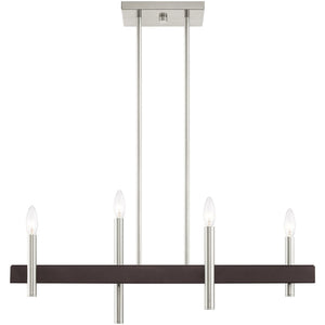 HomeRoots Four Light Dimmable Chandelier - Modern Cylinder Shades for Versatile Illumination & Style Upgrade 687520