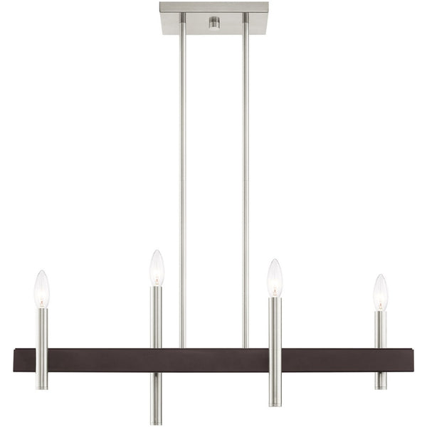 HomeRoots Four Light Dimmable Chandelier - Modern Cylinder Shades for Versatile Illumination & Style Upgrade 687520