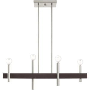 HomeRoots Four Light Dimmable Chandelier - Modern Cylinder Shades for Versatile Illumination & Style Upgrade 687520