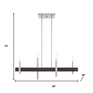 HomeRoots Four Light Dimmable Chandelier - Modern Cylinder Shades for Versatile Illumination & Style Upgrade 687520